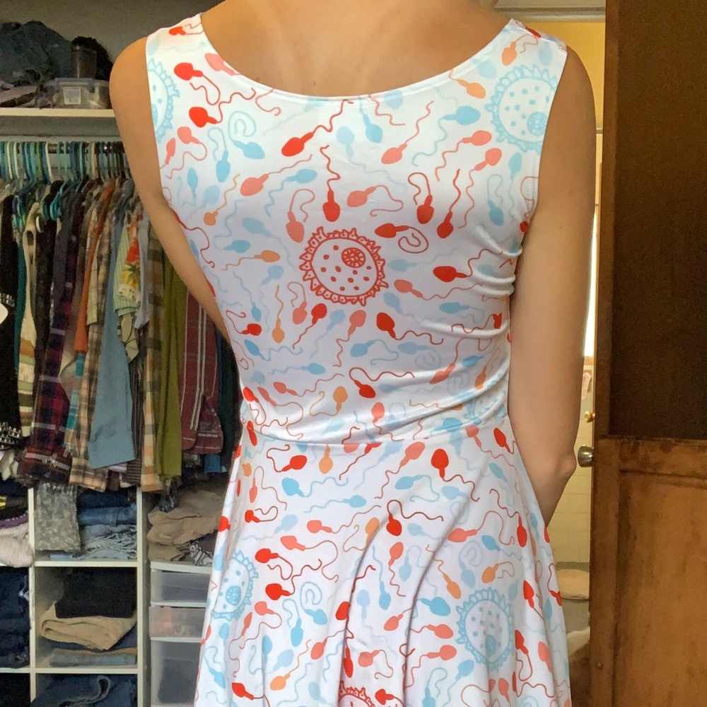 Science (Sperm and Egg) Pattern White Sun Dress - Picture 2 of 3